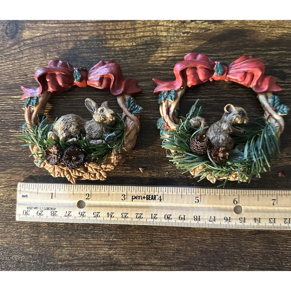 Silvestrio Handcrafted Christmas Bunny Wreath Ornaments Set of 2, Small - Picture 5 of 5